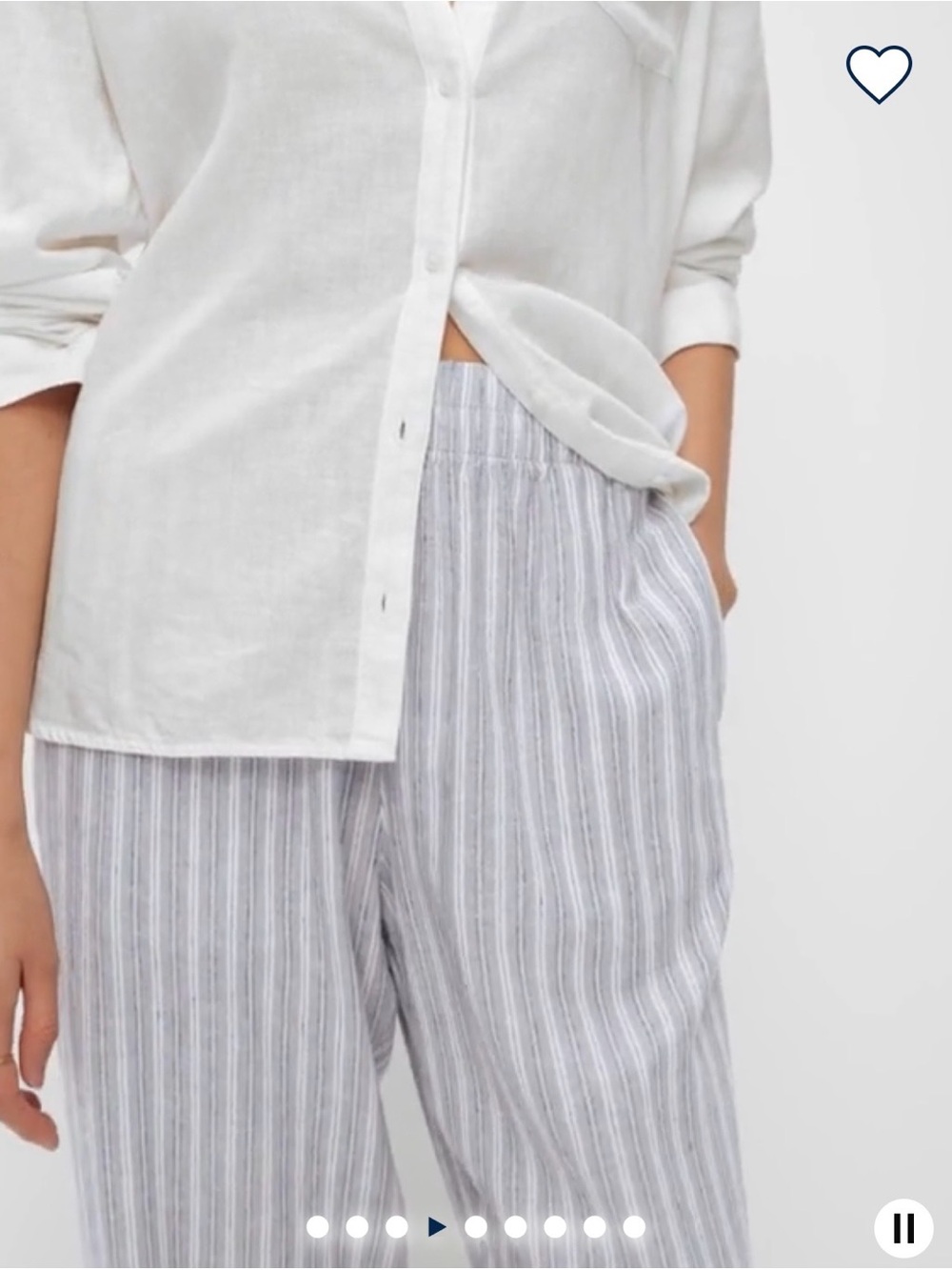 Old Navy Light Blue & White Striped Wide-Leg Pants